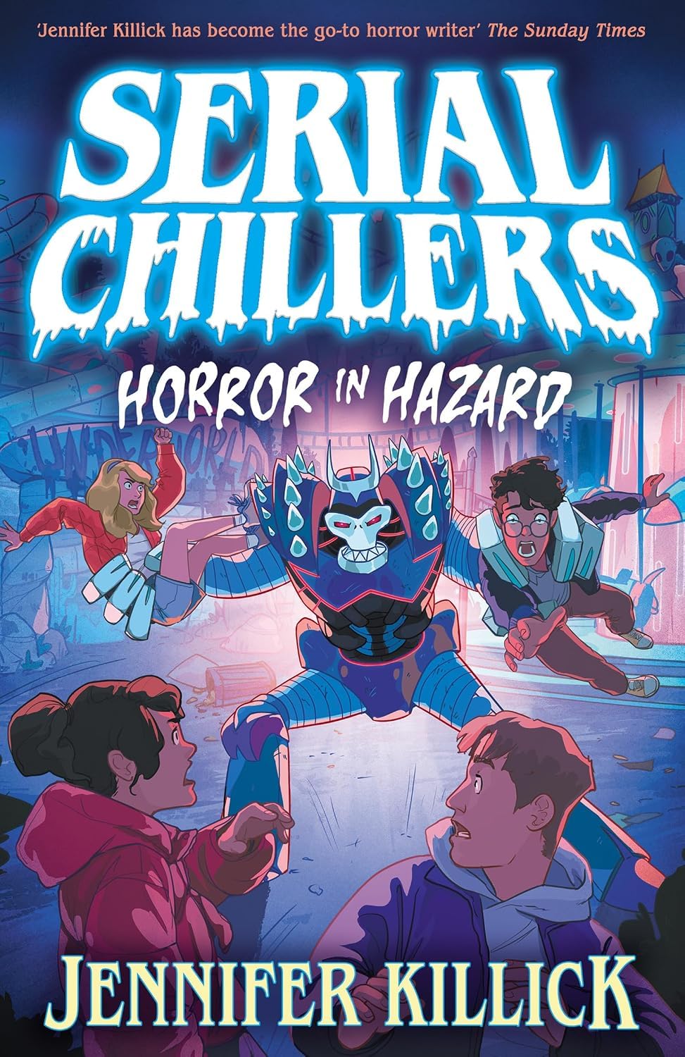 All three Serial Chillers paperback books by Jennifer Killick fanned out showing spines and cover designs