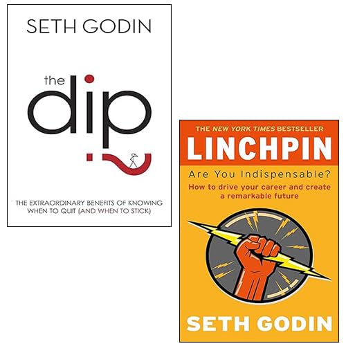 Seth Godin Collection 2 Books Set paperback front covers, The Dip and Linchpin: Are You Indispensable?