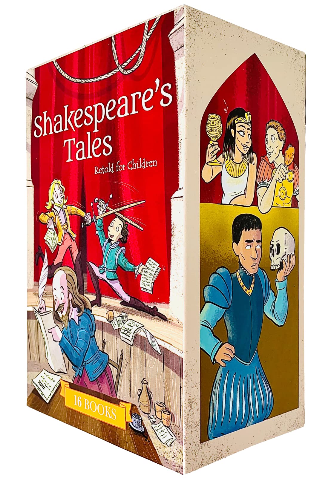 Close-up of several Shakespeare's Tales Retold for Children paperback covers, including Romeo and Juliet and A Midsummer Night's Dream