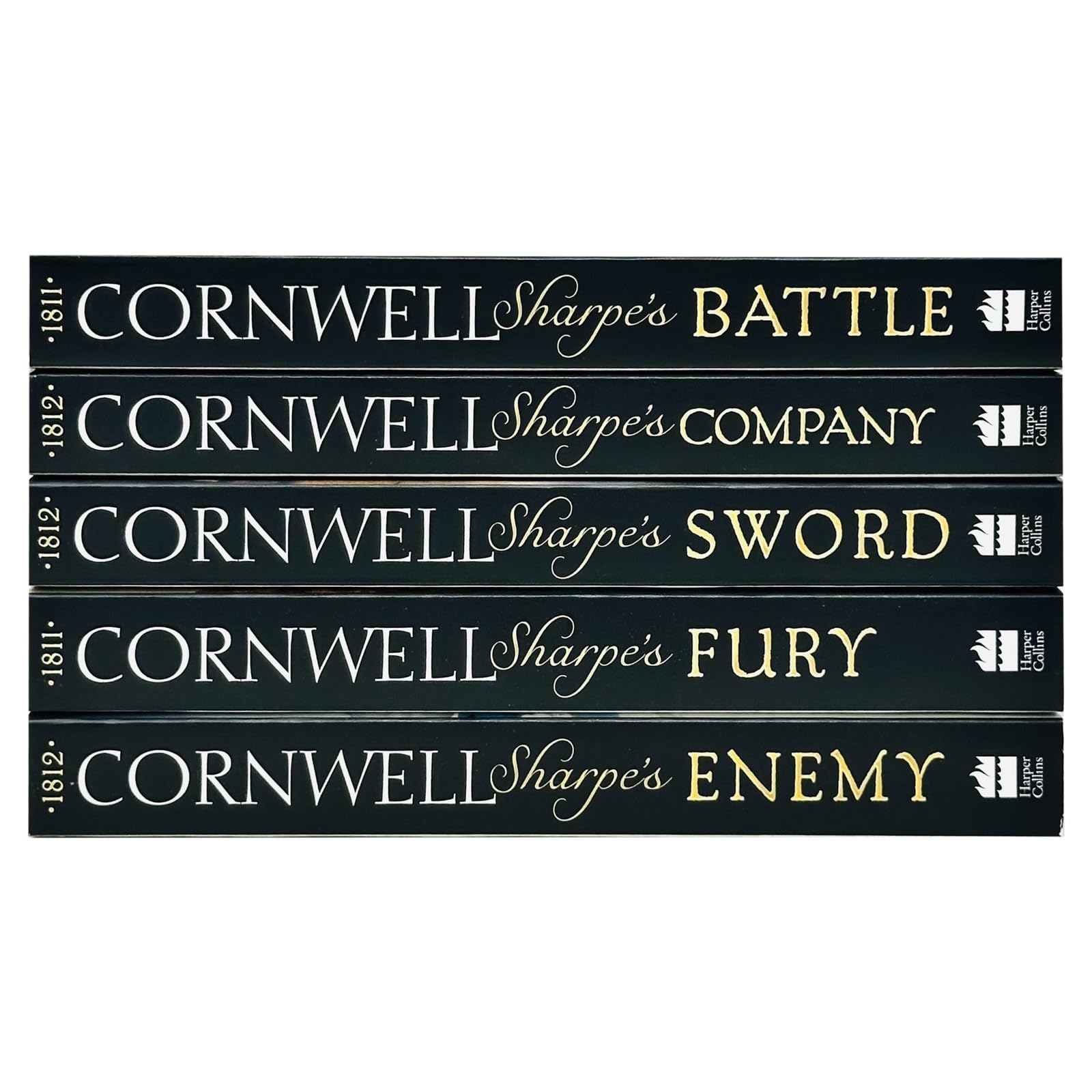 Sharpe's Battle paperback front cover from the Bernard Cornwell 5 book Sharpe series set