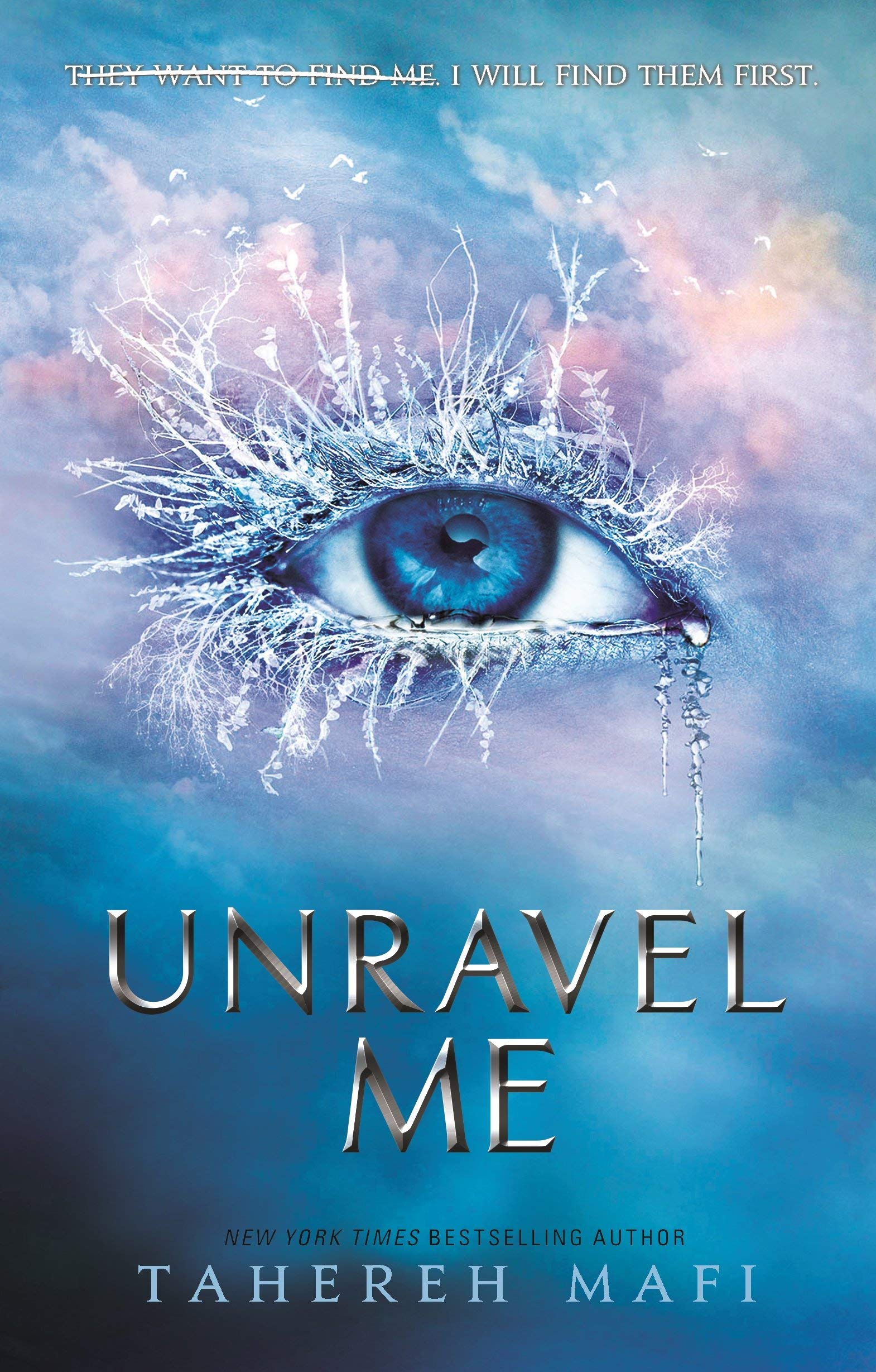 Spines of the seven Shatter Me series paperback books lined up, showing titles and series branding.