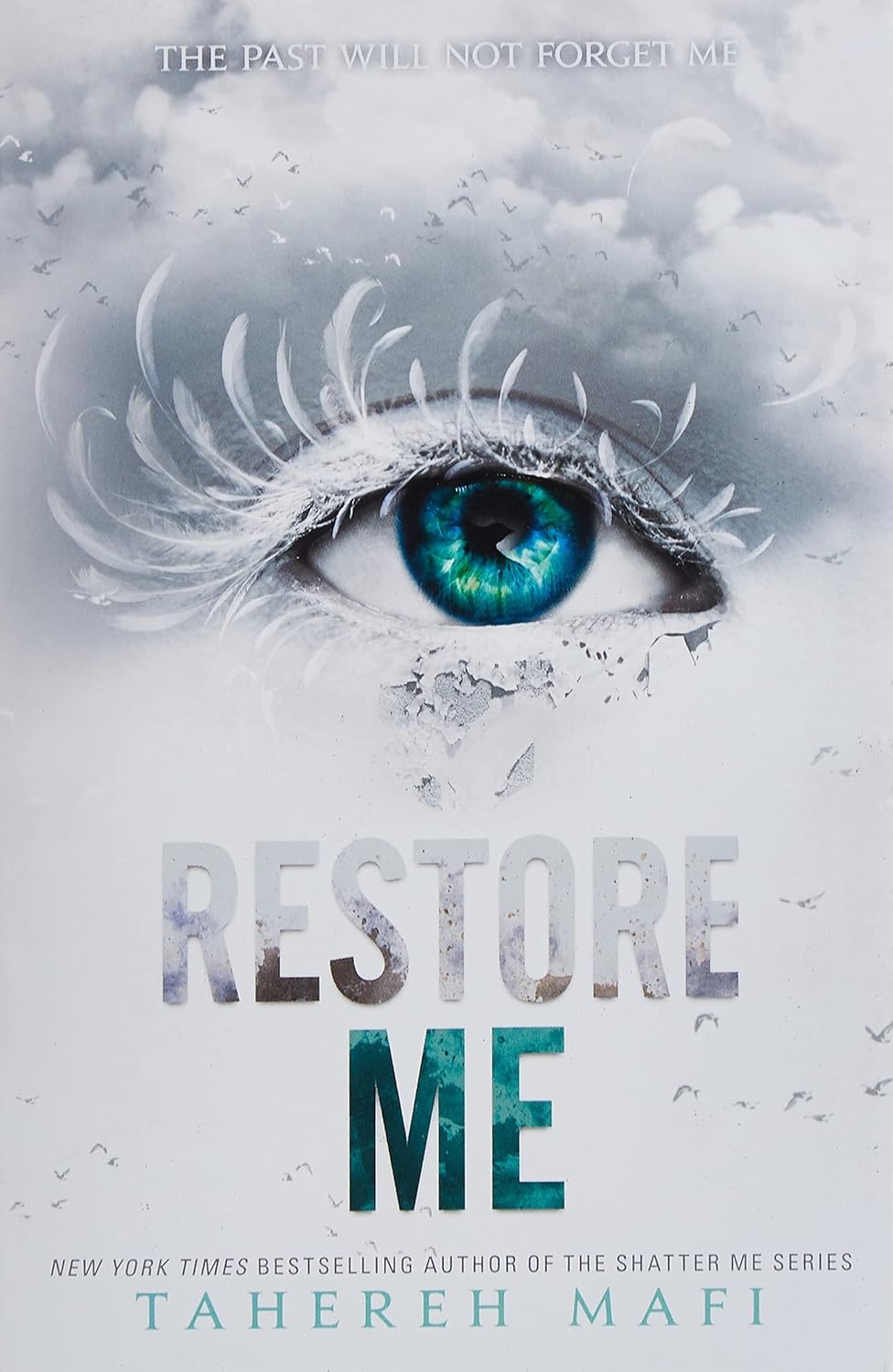 Overhead view of the complete Shatter Me young adult paperback collection by Tahereh Mafi.