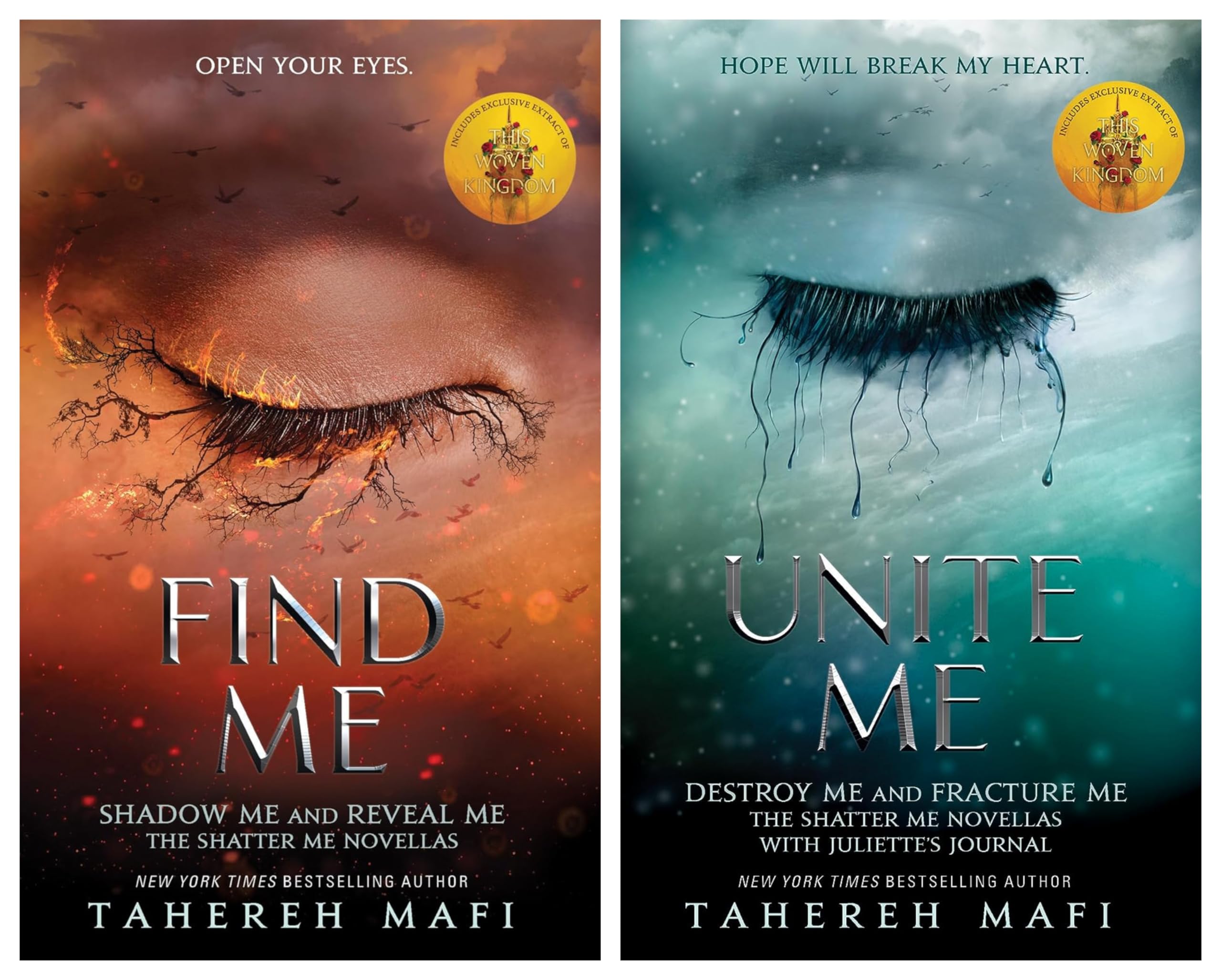 Shatter Me Series 2 Books Collection Set by Tahereh Mafi - Find Me and Unite Me paperback covers