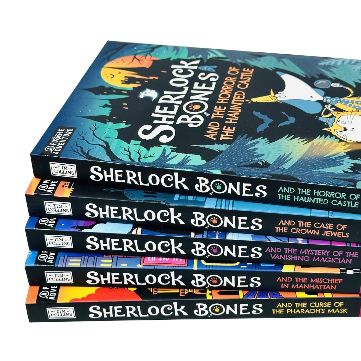 Front cover of Sherlock Bones and the Mystery of the Vanishing Magician paperback by Tim Collins