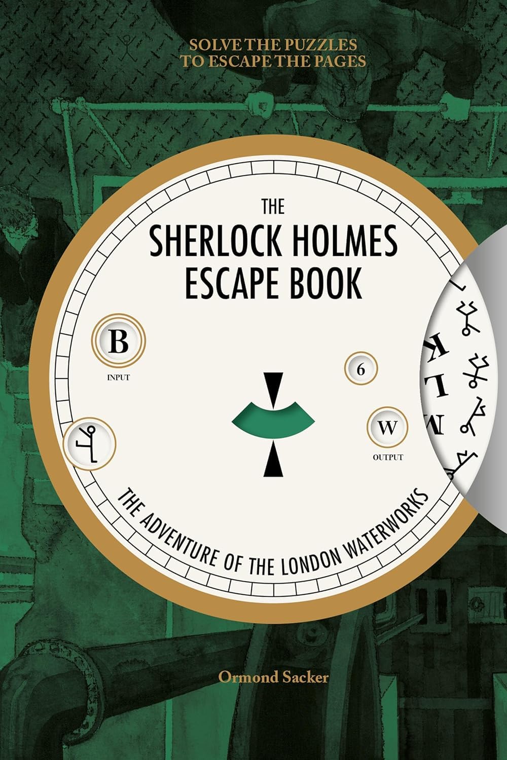 Back cover of the Sherlock Holmes Escape Book paperback collection showing puzzle details
