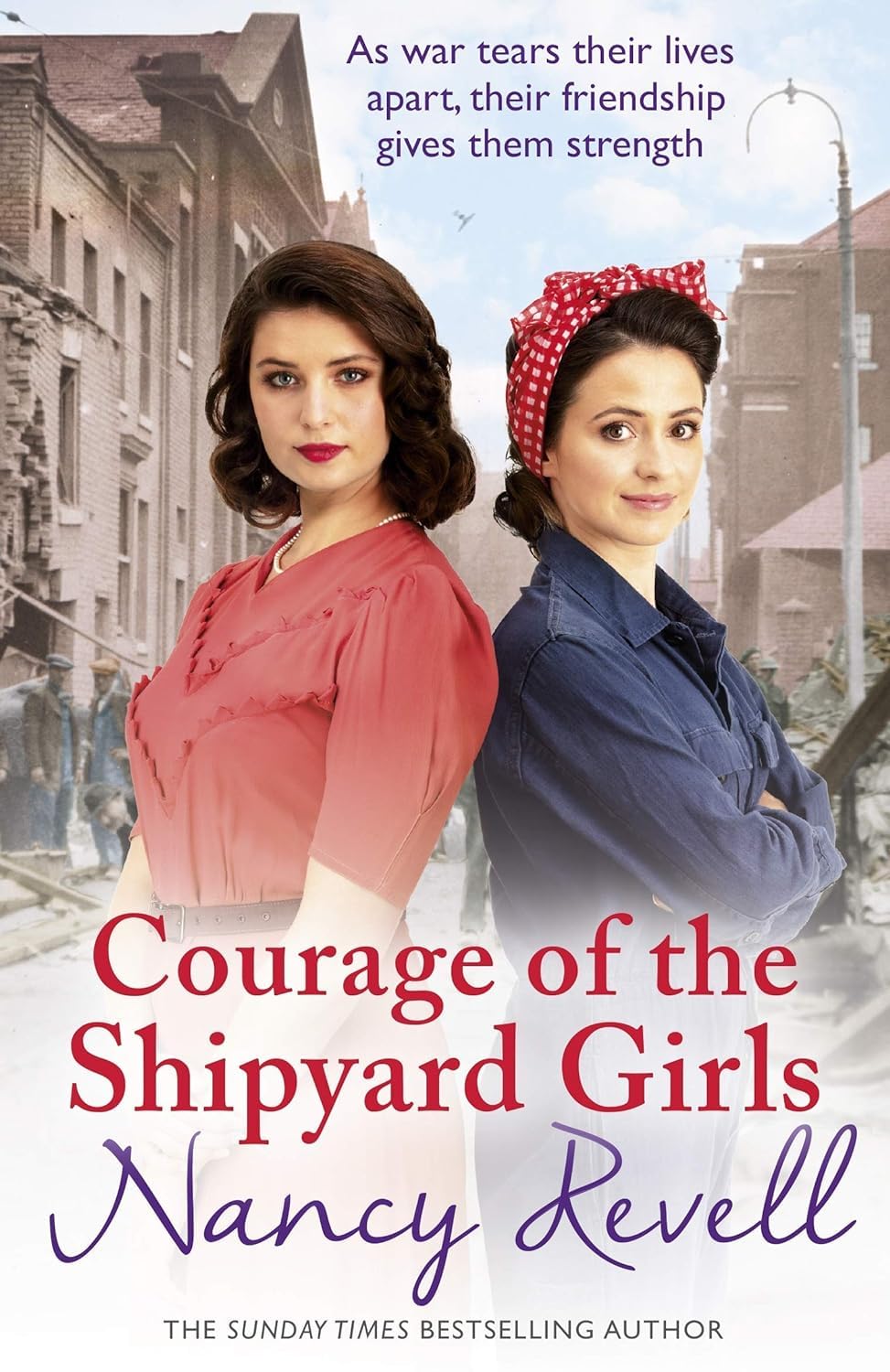 Back cover and full set overview of the Shipyard Girls hardback books by Nancy Revell displaying blurb text and cover art