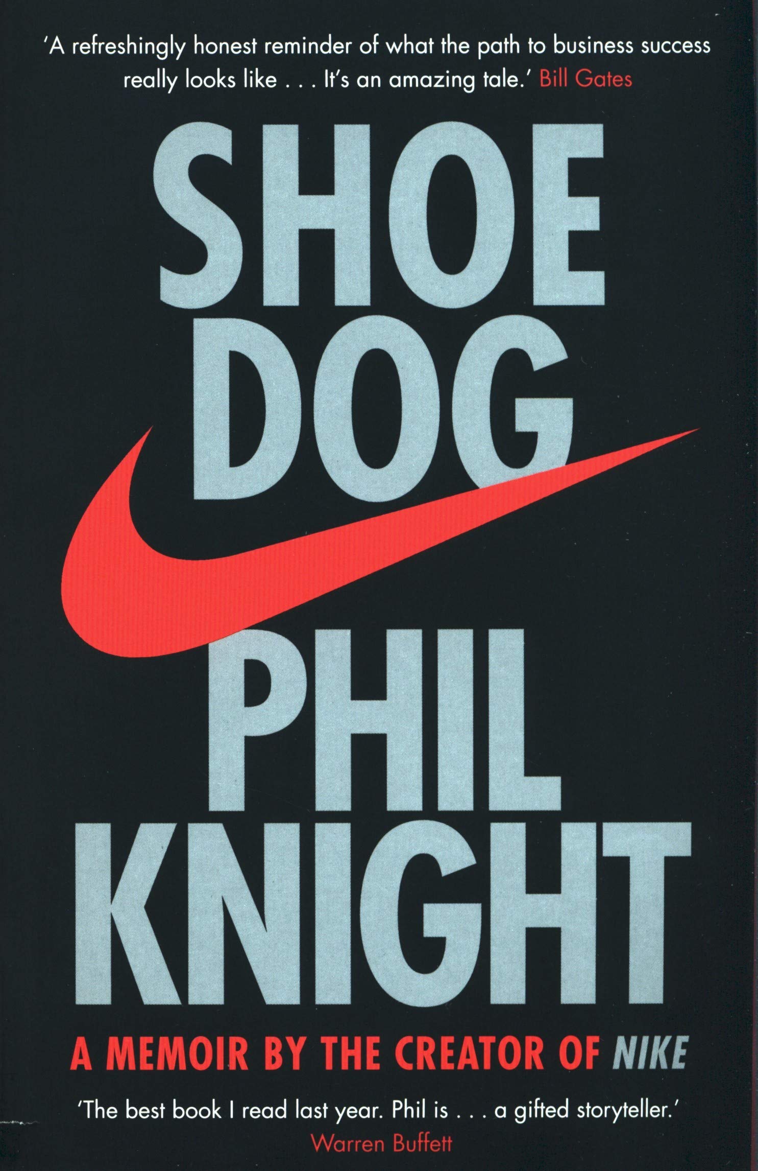 Shoe Dog by Phil Knight paperback front cover, Nike founder memoir, Simon & Schuster edition