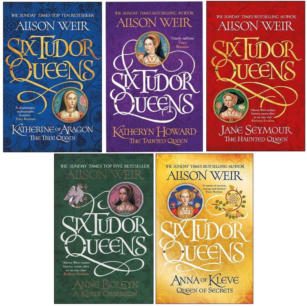 Six Tudor Queens by Alison Weir 5 Books Collection Set paperback front cover artwork