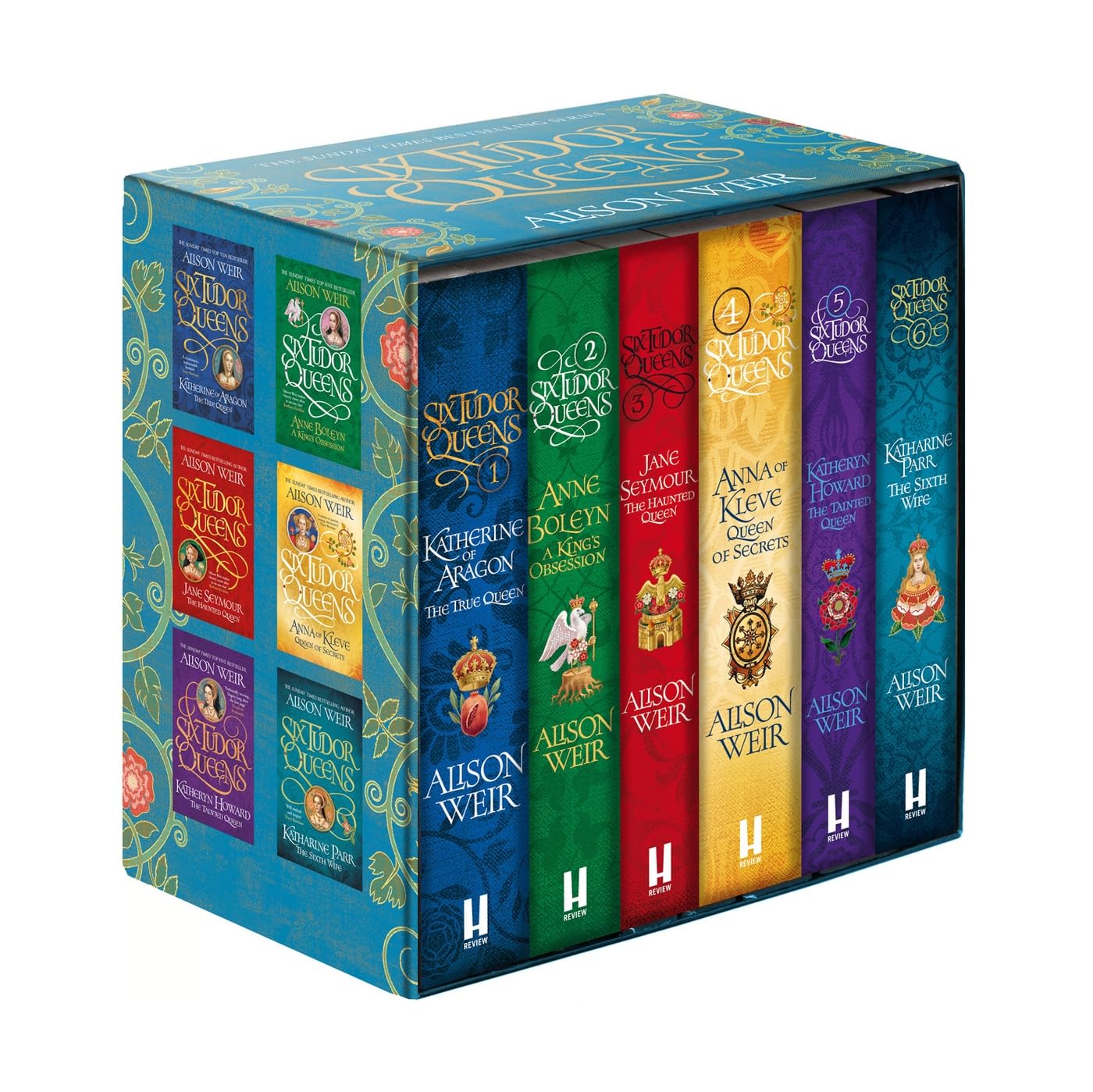 Six Tudor Queens 6-book paperback collection set by Alison Weir, all six novels shown together.