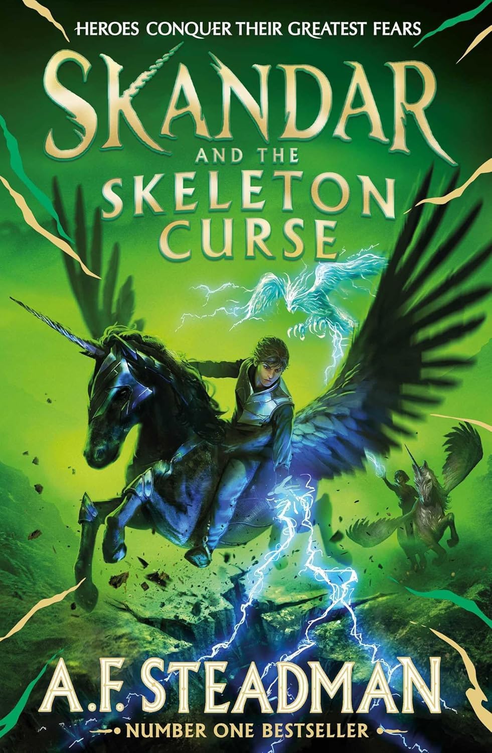Angled shelf view of the Skandar Series 6-book collection set, showing colorful unicorn-themed cover illustrations.