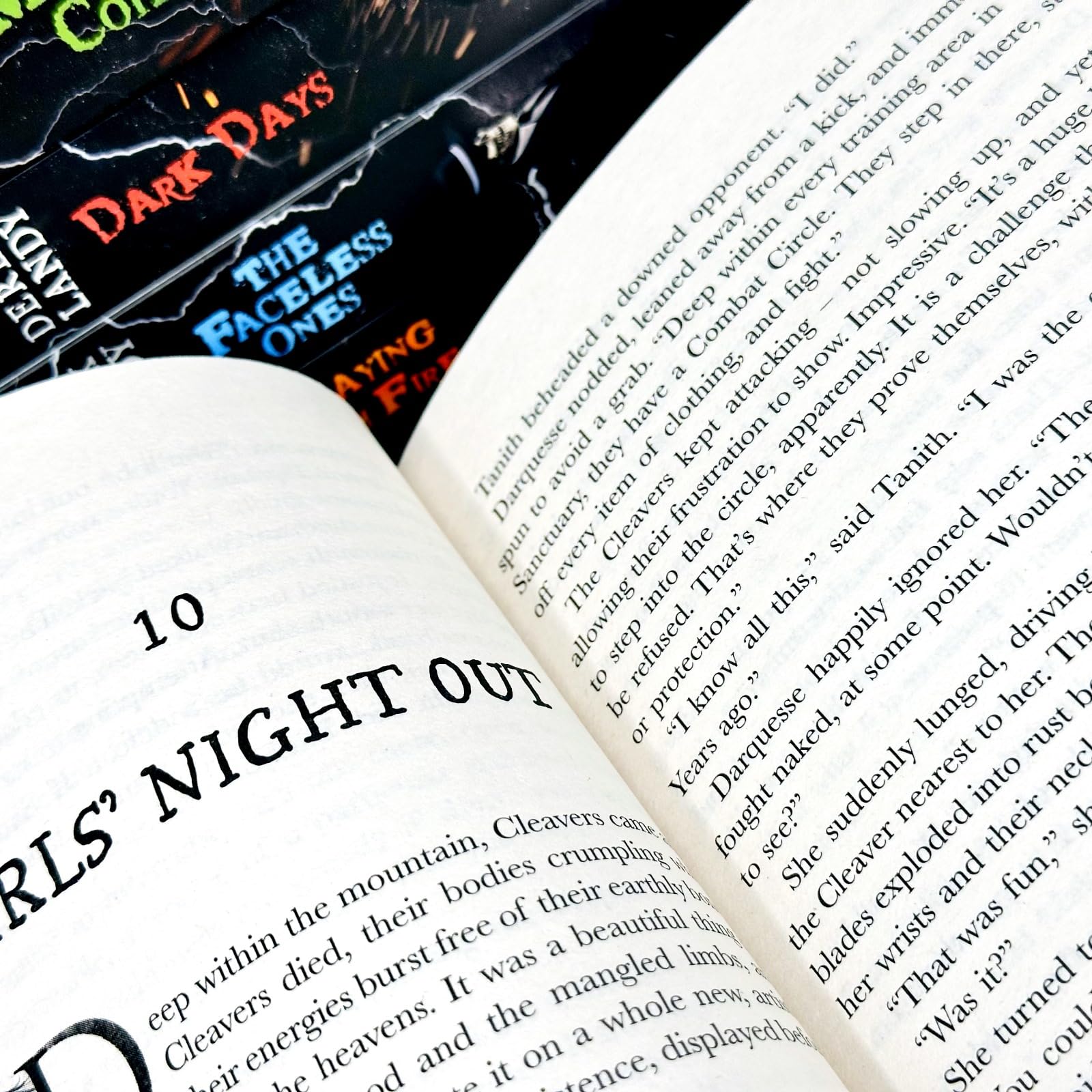 Back and spine view of the Skulduggery Pleasant 9 book collection set box, Derek Landy paperback fantasy series for teens.