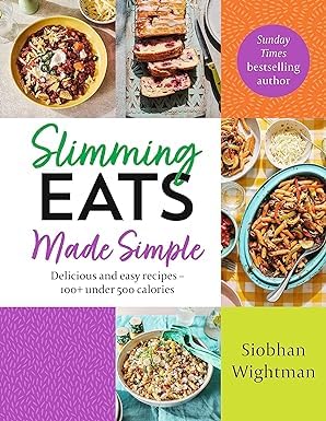 Slimming Eats hardback by Siobhan Wightman - close-up of front cover showing recipe photography and title
