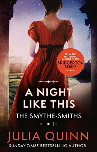 Close-up of the Smythe-Smith Quartet paperback covers by Julia Quinn, highlighting the historical romance cover artwork.