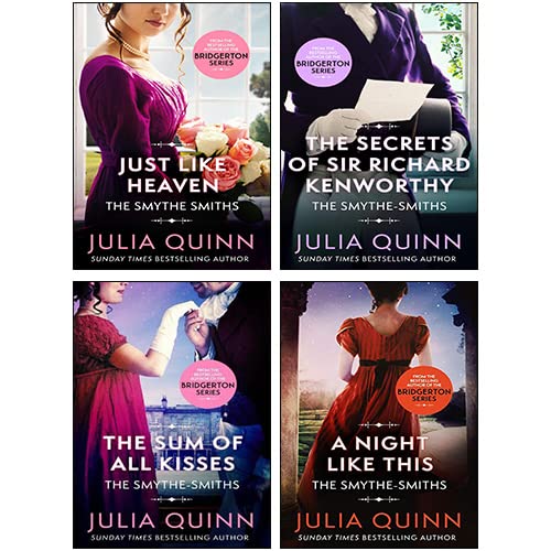 Front cover view of the Smythe-Smith Quartet 4-book paperback set by Julia Quinn, showing all four colorful Regency romance covers.
