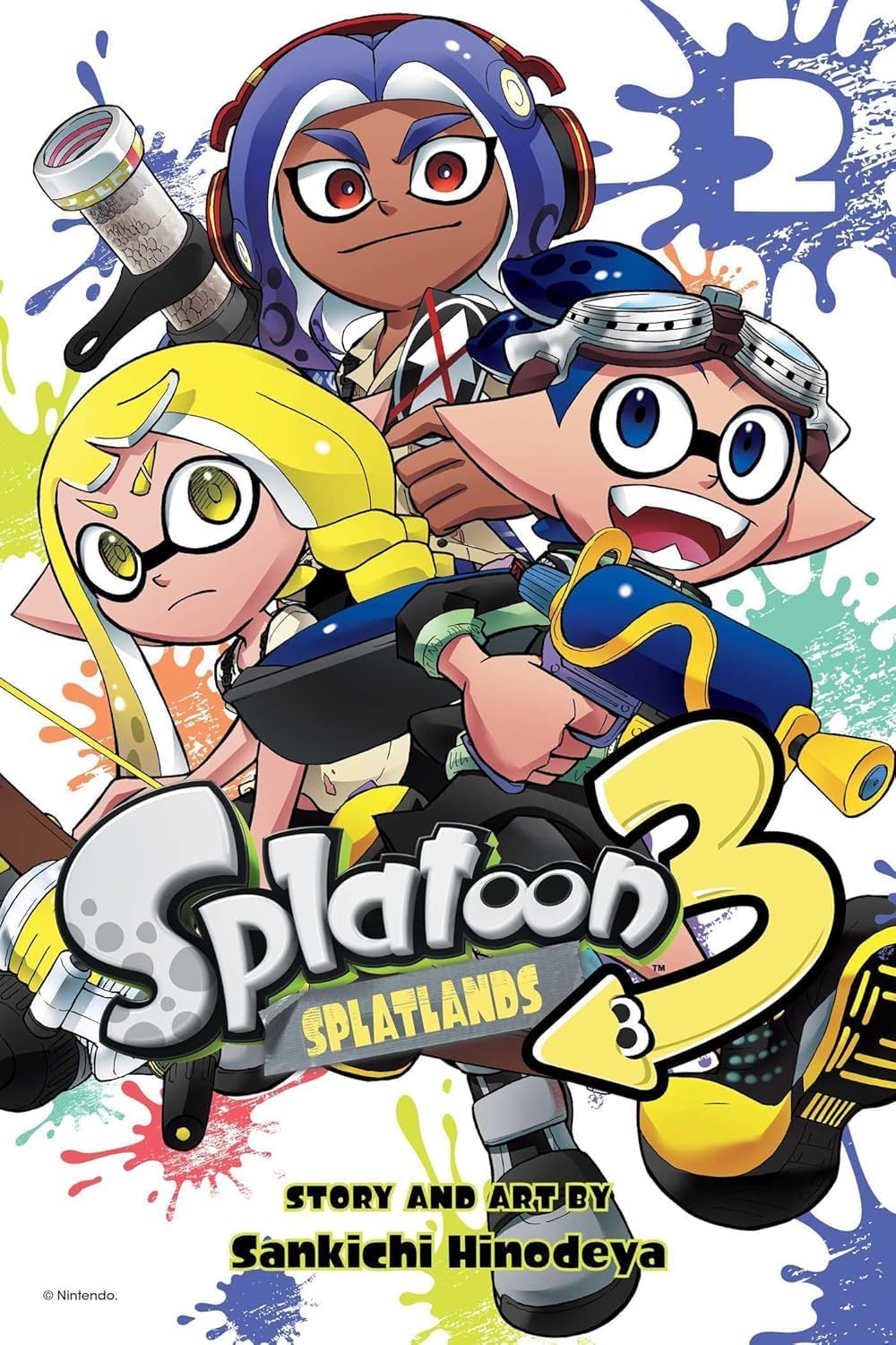 Splatoon 3: Splatlands 3-book set fanned out showing all three paperback spines and covers
