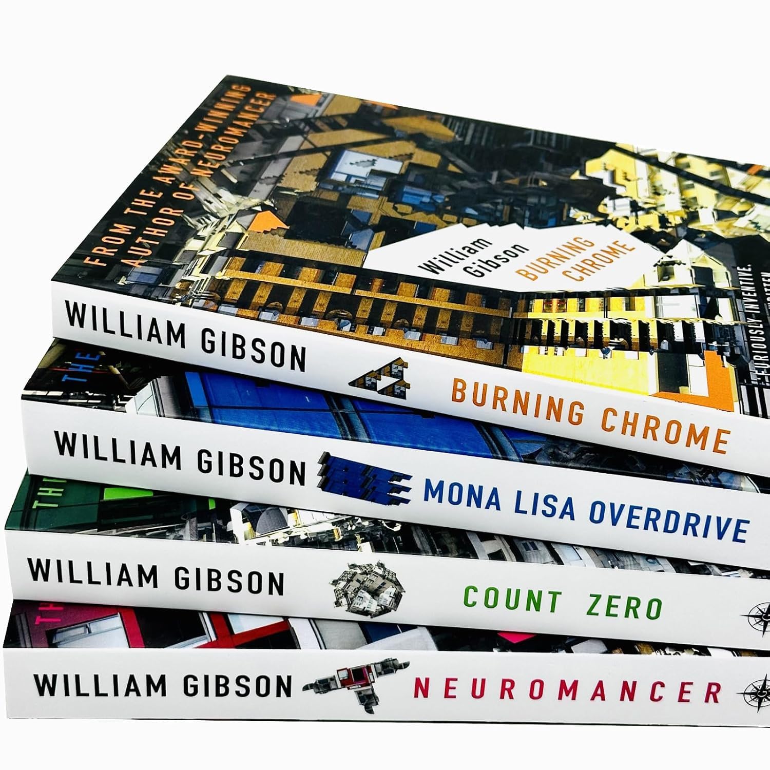 Mona Lisa Overdrive paperback cover from the Sprawl Series collection by William Gibson