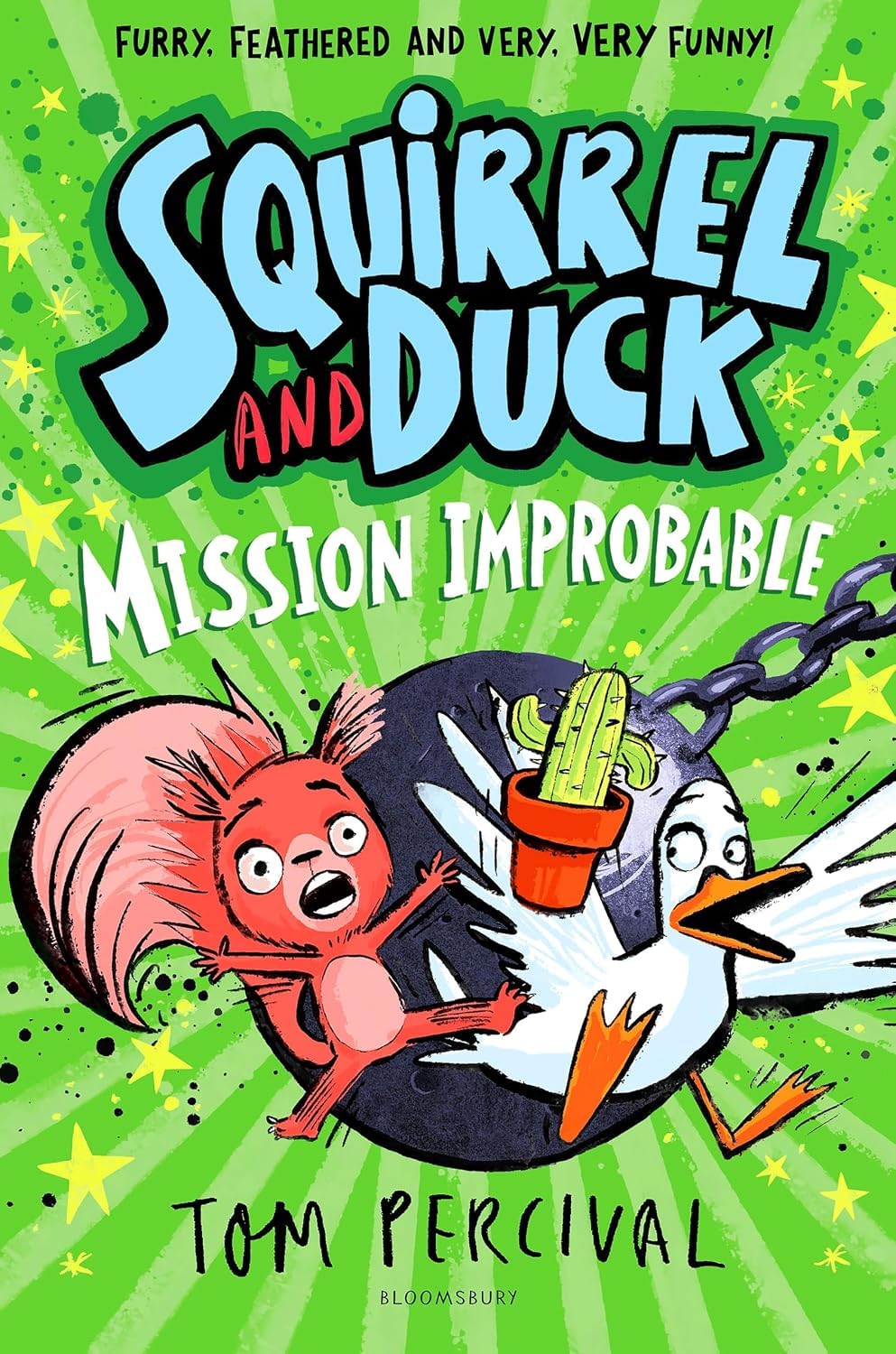 All three Squirrel and Duck paperback books by Tom Percival fanned out showing the full illustrated cover artwork of each title