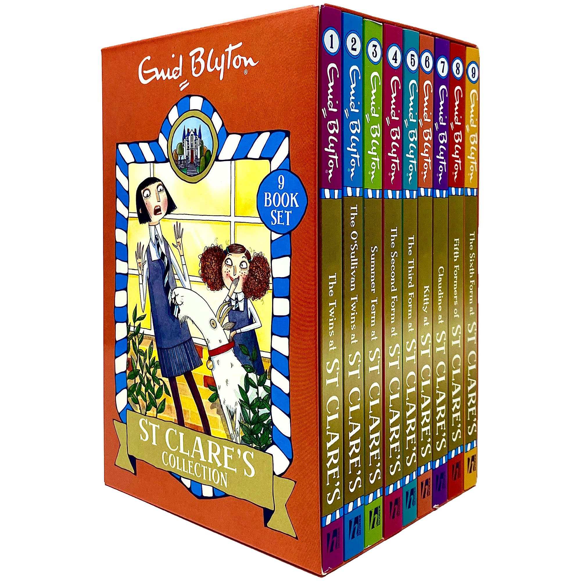 St Clare's Collection 9 Books Box Set by Enid Blyton - front cover of the complete paperback set, ages 8-12