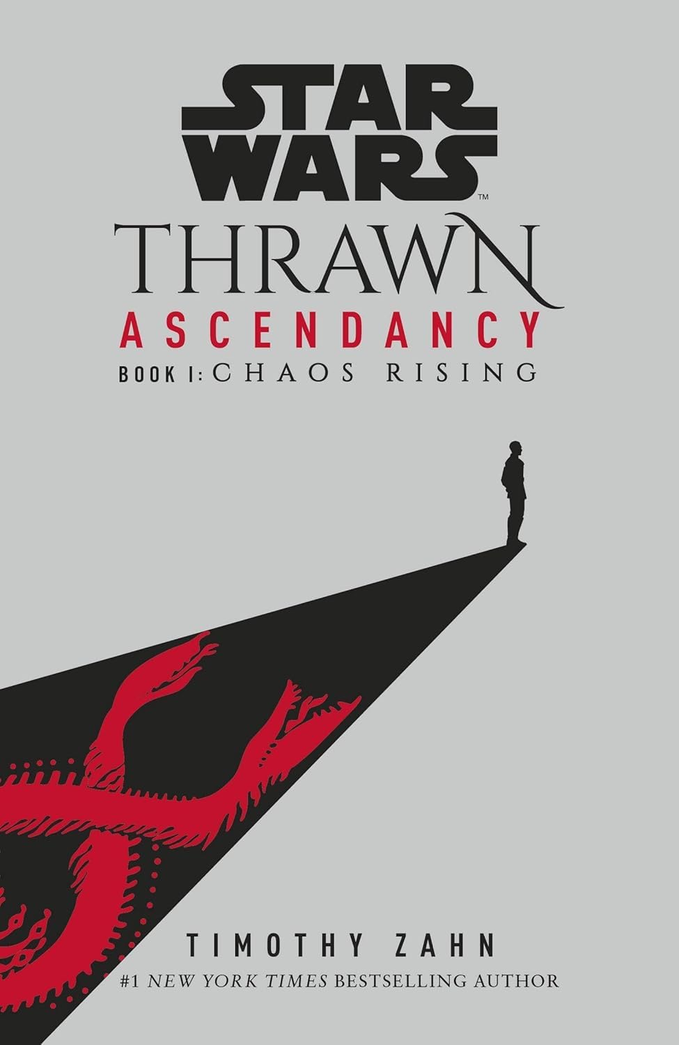 Angled view of the Star Wars: Thrawn Ascendancy paperback trilogy by Timothy Zahn, showing the spines and cover art of all three novels.