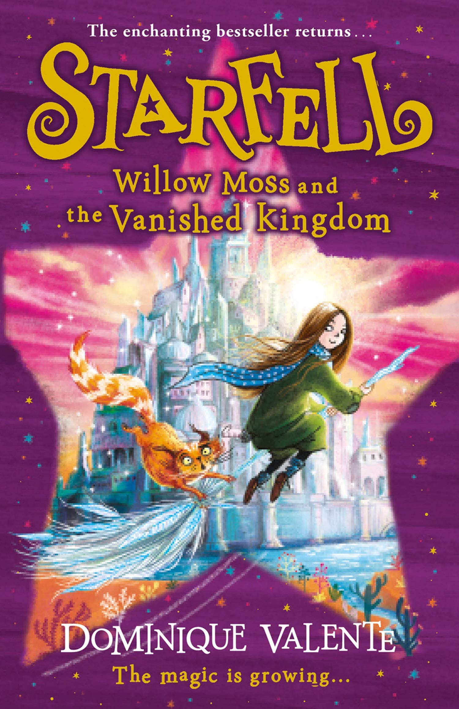 All four Starfell paperback books by Dominique Valente fanned out together showing the complete collection set