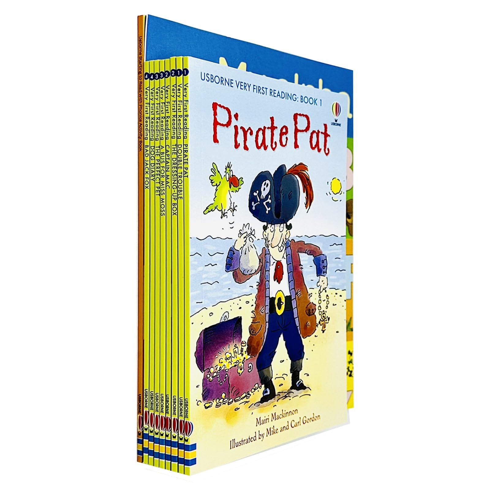 Close-up of the Starting to Read With Phonics Activity Book and Alphabet Chart included in the paperback collection set