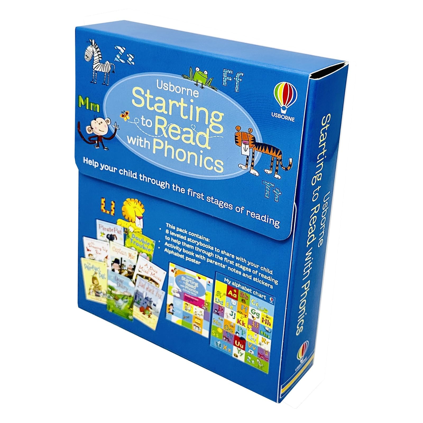 Starting to Read With Phonics 8 Books Collection Set paperback box front cover, Usborne Very First Reading series for ages 3-7
