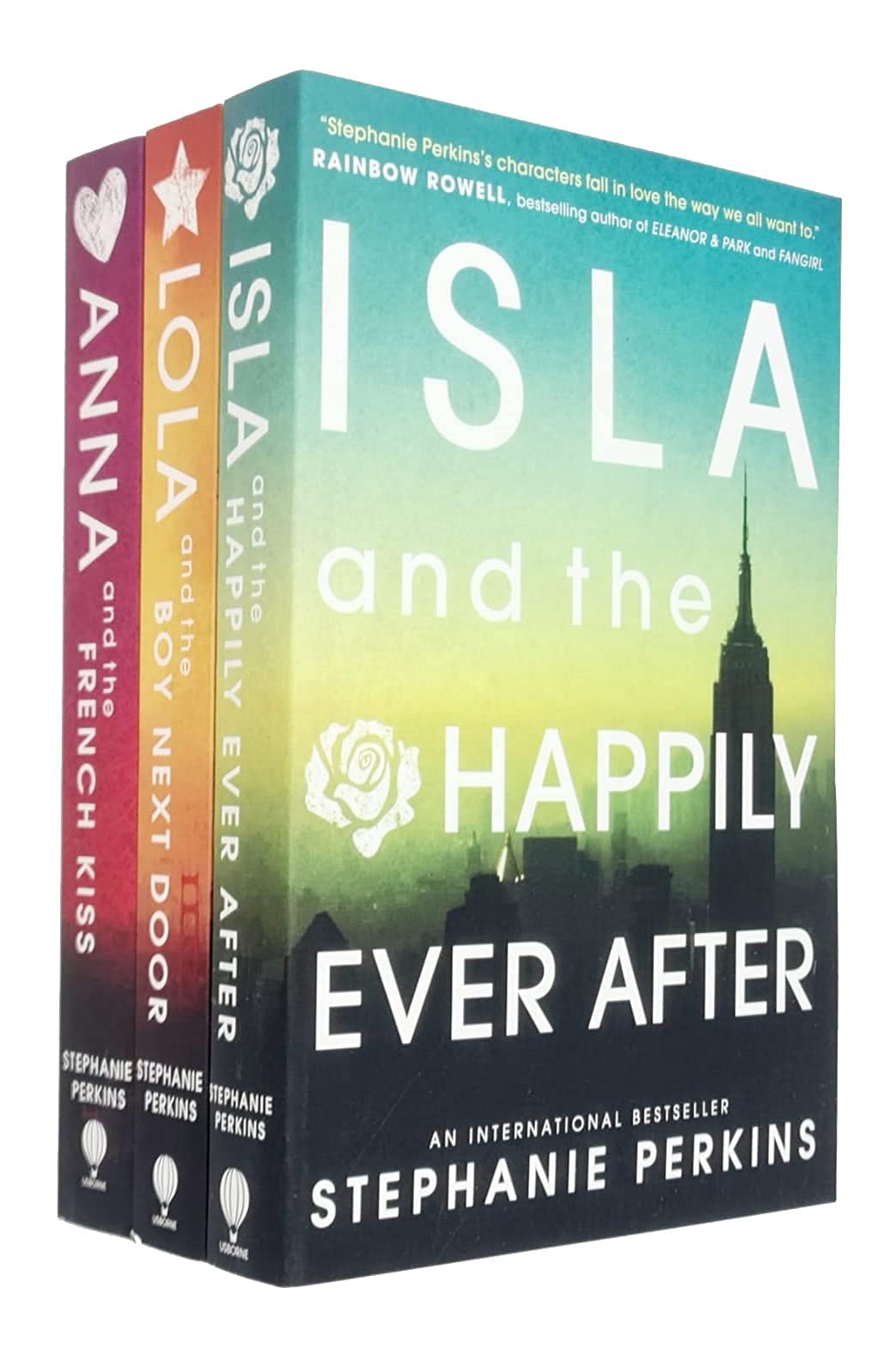 Stephanie Perkins Collection 3 Books Set paperback front covers - Anna and the French Kiss, Lola and the Boy Next Door, Isla and the Happily Ever After