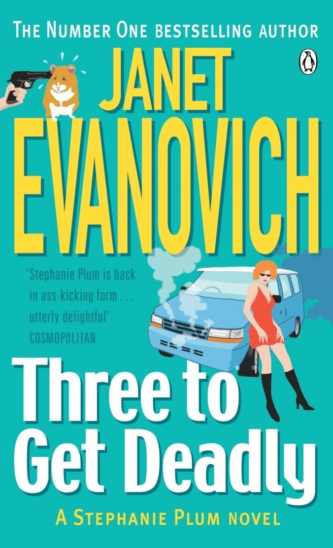 Close-up of the Stephanie Plum paperback set spines showing the 3-book collection