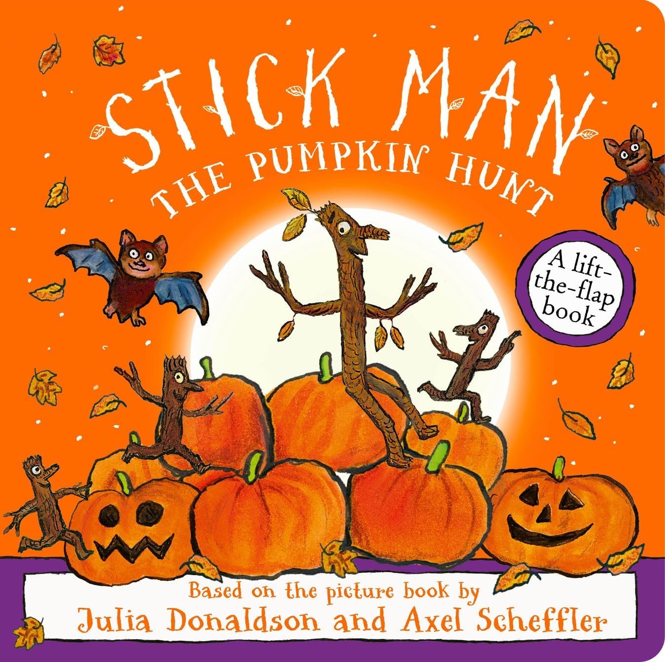Close-up of Stick Man: The Pumpkin Hunt board book cover from the Julia Donaldson collection