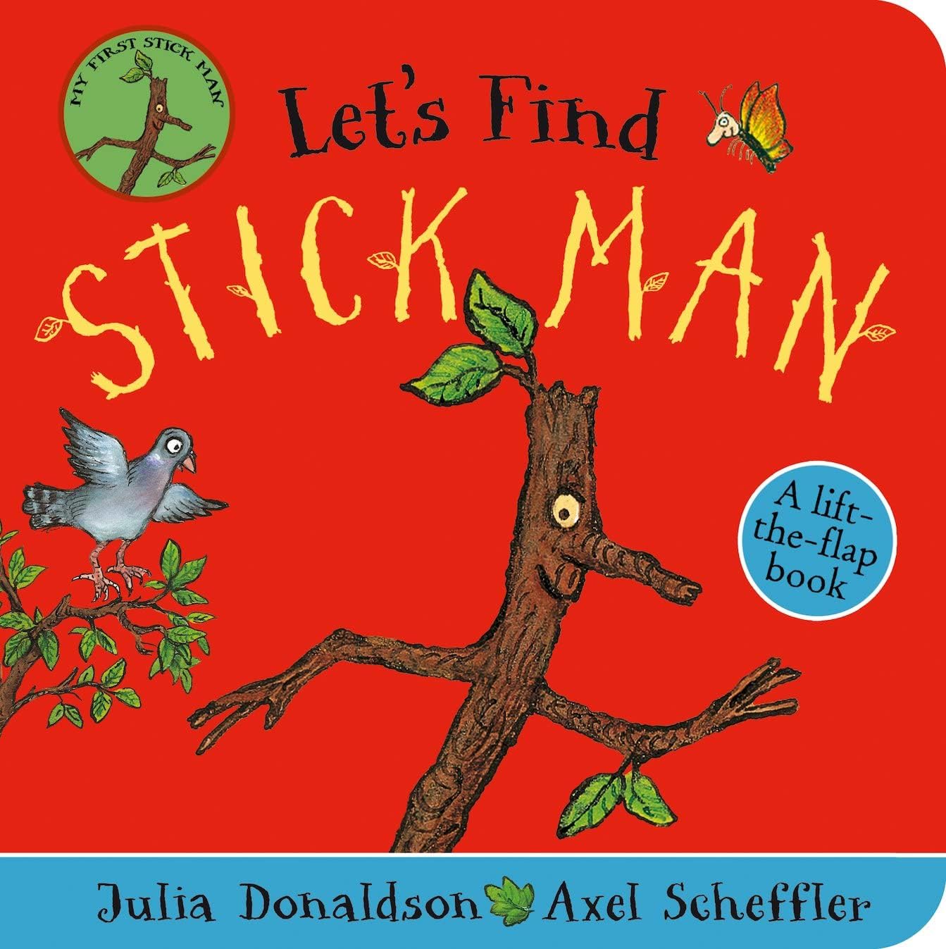 Let's Find Stick Man search-and-find board book cover by Julia Donaldson and Axel Scheffler