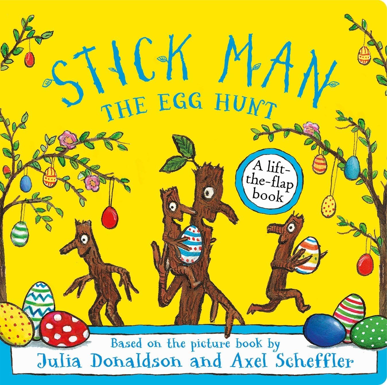 Stick Man's Christmas: Slide and Spin interactive board book cover with movable holiday scene