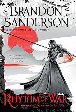 Close-up of Stormlight Archive fantasy cover artwork on the paperback collection set by Brandon Sanderson.