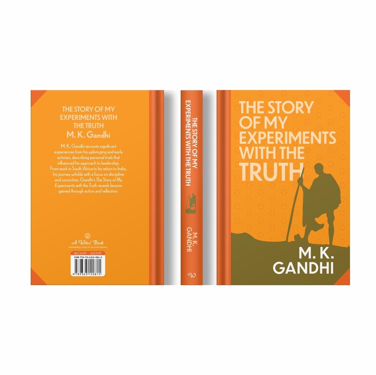 Side view of The Story of My Experiments with Truth hardback showing the colored sprayed page edges