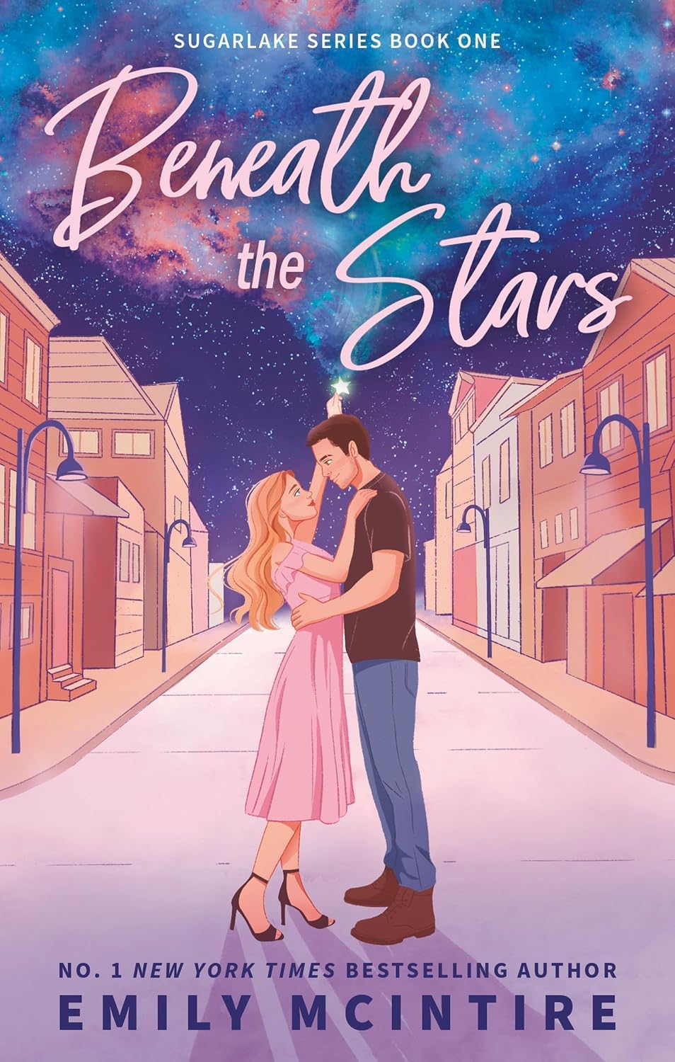 Close-up of Beneath the Stars and Beneath the Stands paperback covers from the Sugarlake Series by Emily McIntire