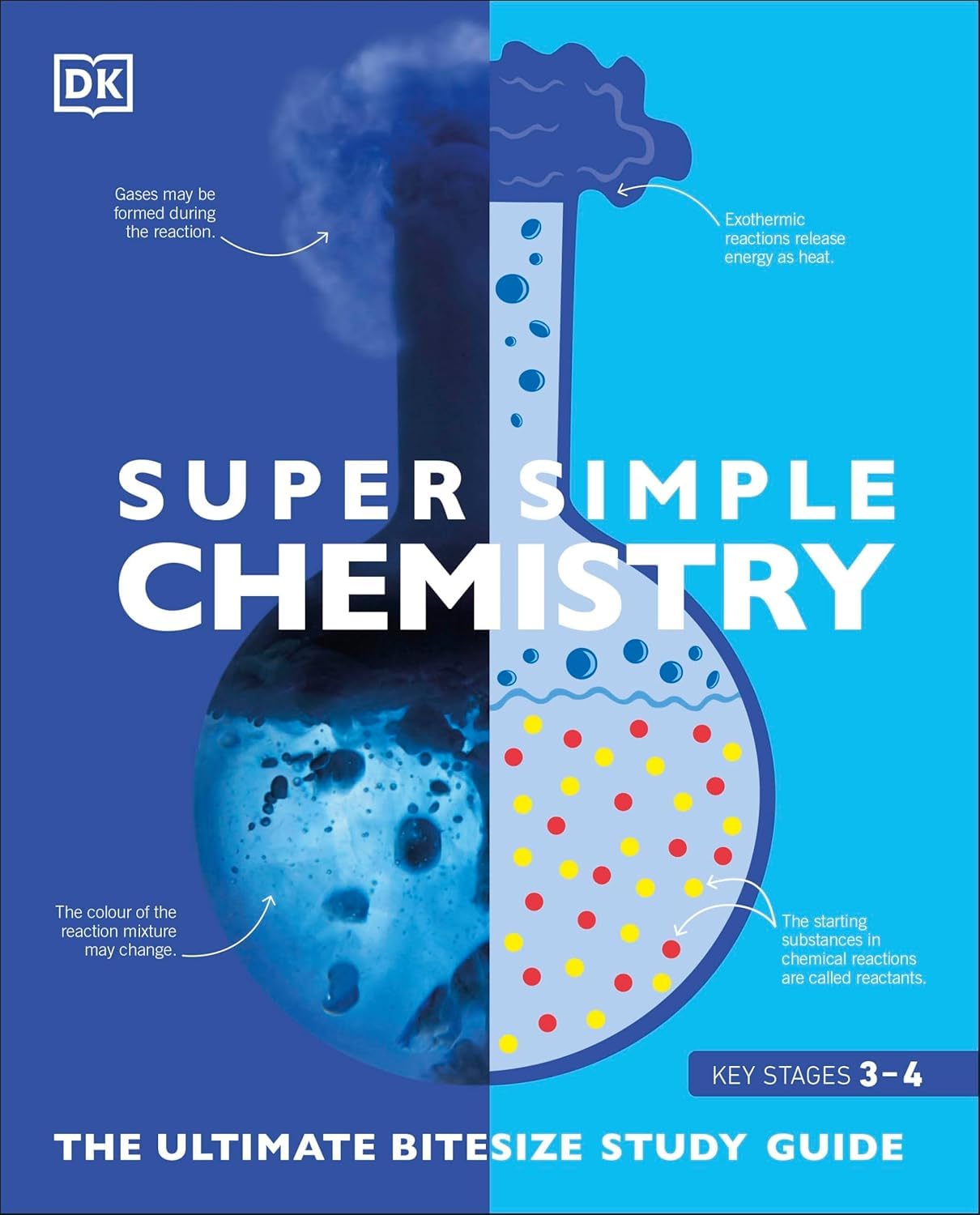 Back covers of the Super Simple study guide paperbacks by DK, showing blurb text and bitesize revision details.