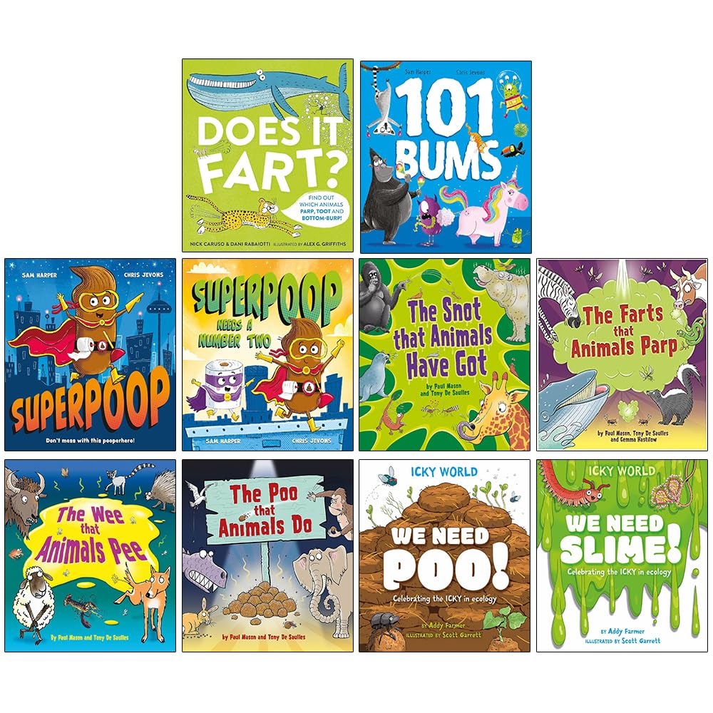 front cover of the full Superpoop 10 Books Collection Set showing all paperback titles