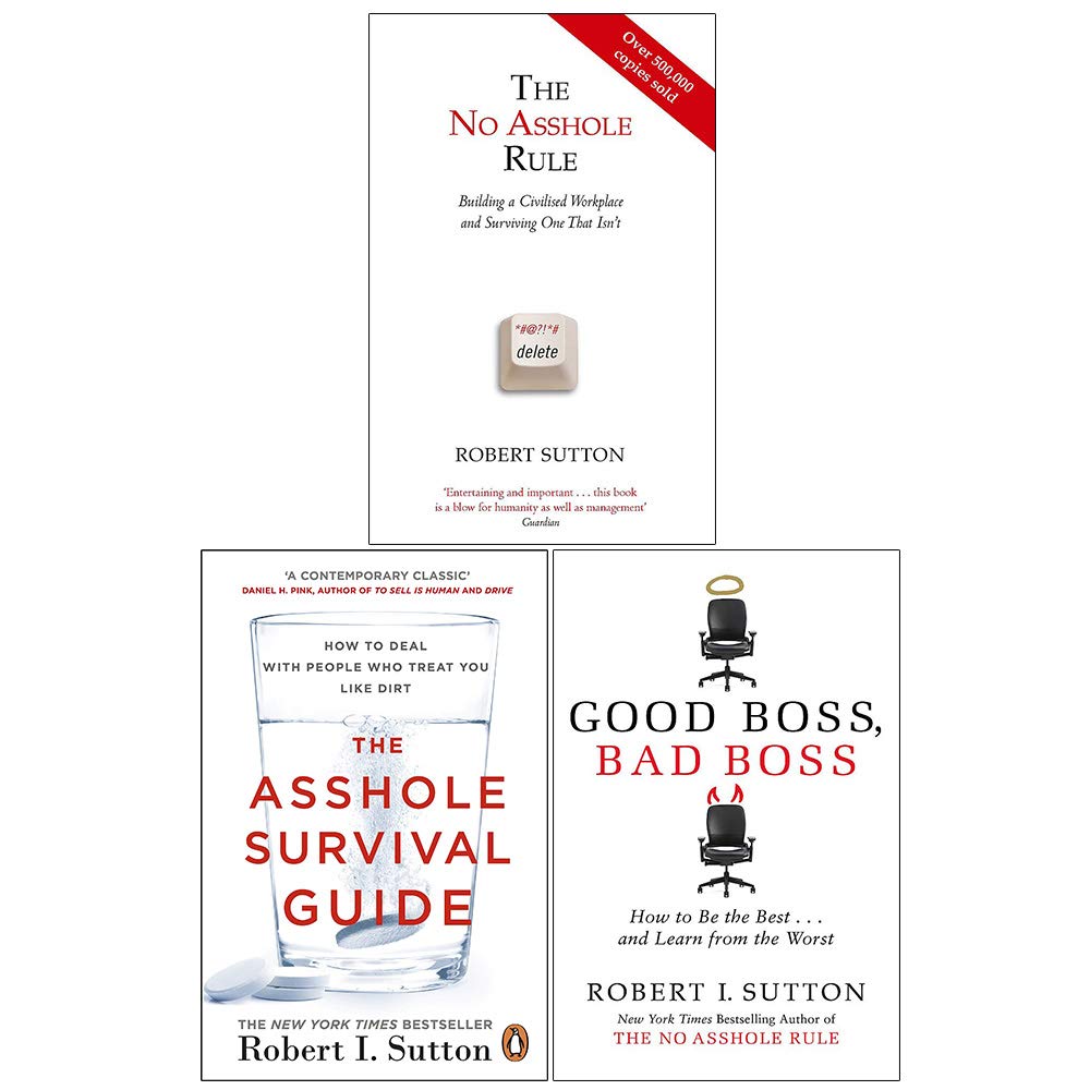 Sutton 3 Books Collection Set by Robert I. Sutton paperback books stacked on a wooden surface