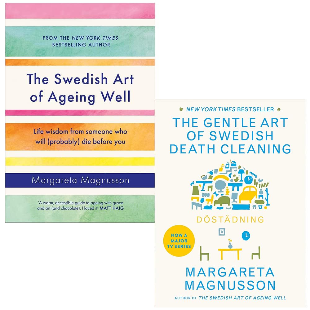 Side view of the mixed format book set showing hardcover and paperback thickness