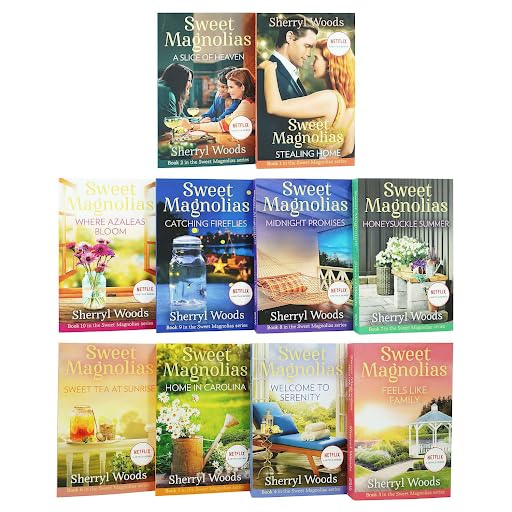 Sweet Magnolias 10 Books Collection Set, back cover with series description, Sherryl Woods paperback