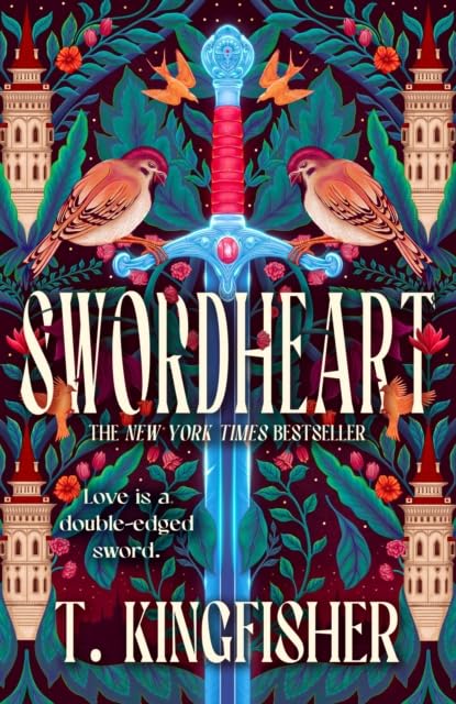 Close-up of Daggerbound by T. Kingfisher hardcover book cover, Swordheart series book 2
