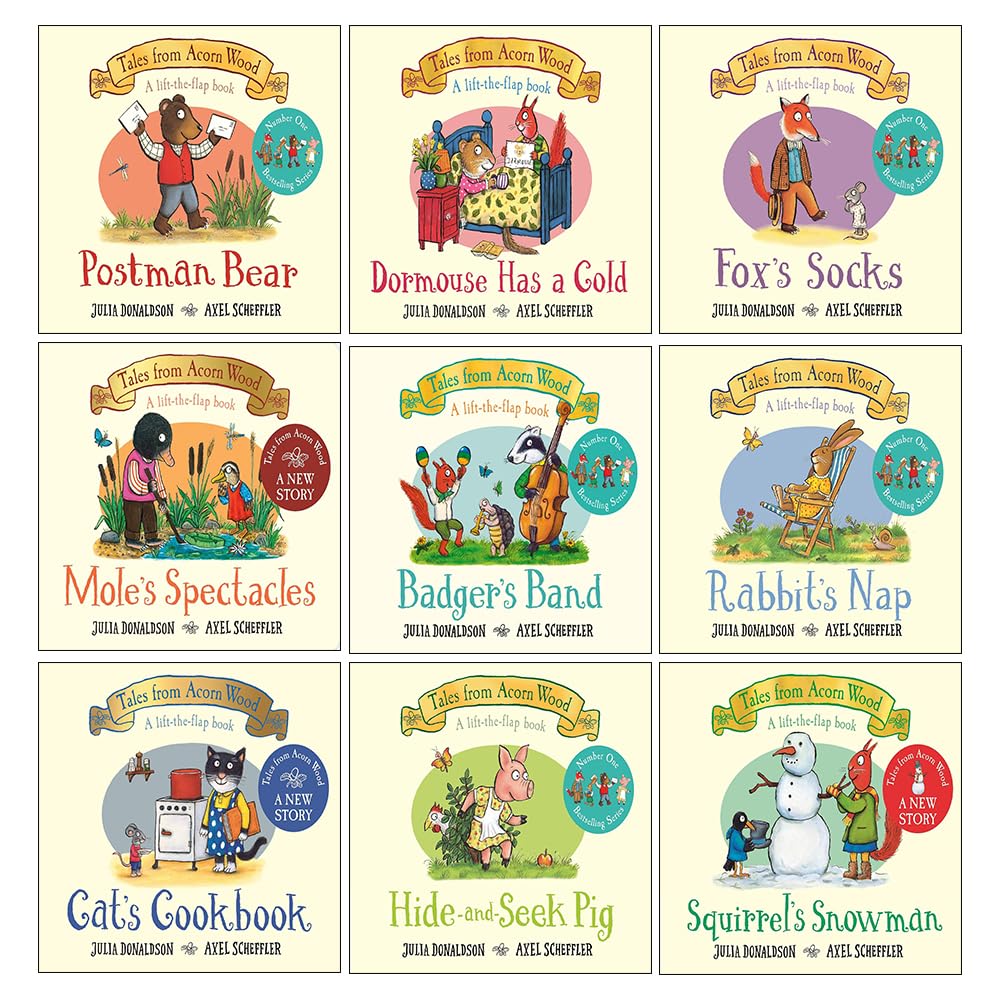 front cover of the Tales From Acorn Wood 9-book board book collection set by Julia Donaldson