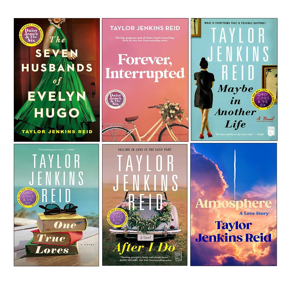 Front cover of the Taylor Jenkins Reid 6 Books Collection Set paperback showing The Seven Husbands of Evelyn Hugo