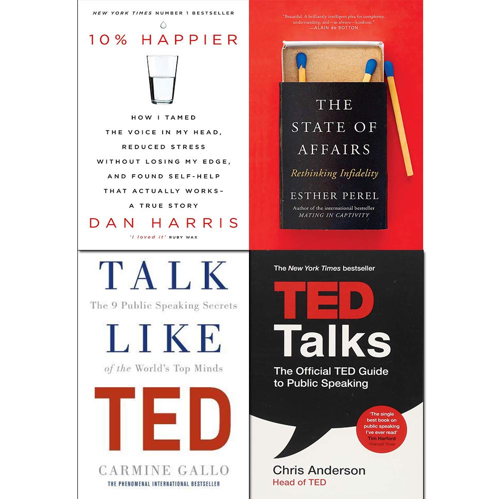 TED Talks non-fiction 4 books collection set paperback front covers - State of Affairs, 10% Happier, Talk Like TED, TED Talks