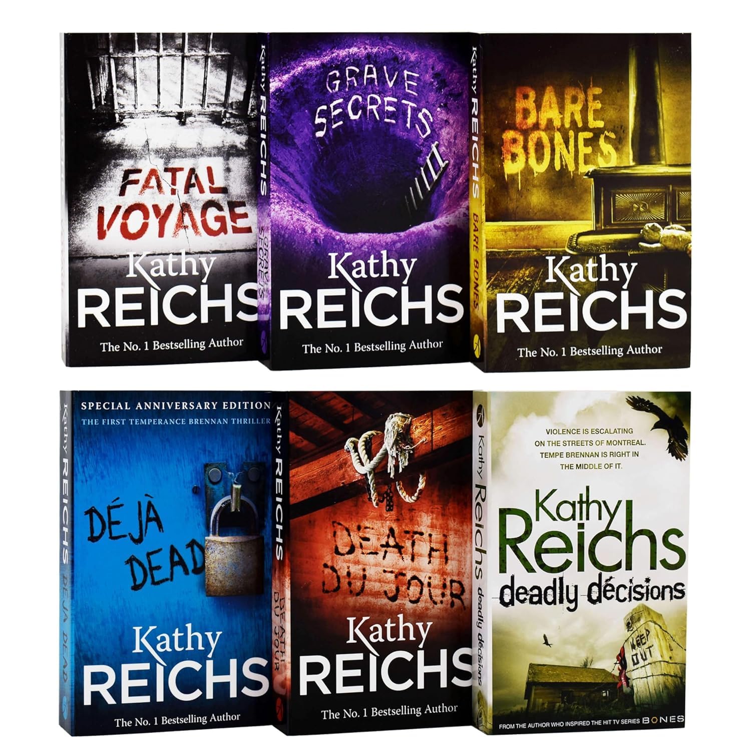 Temperance Brennan 12 book paperback collection by Kathy Reichs - full set of books fanned out showing all titles