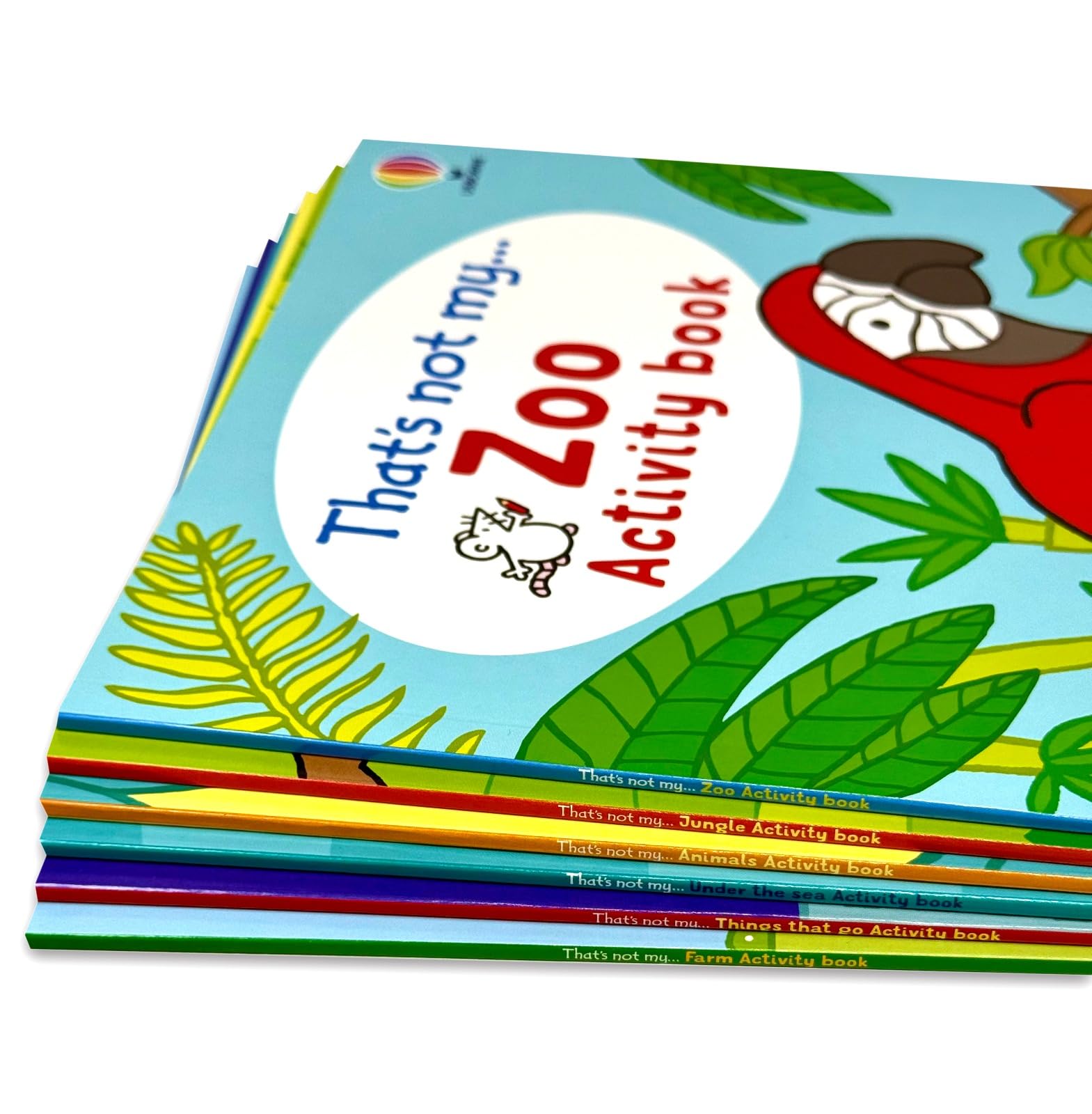 Back cover of a That's Not My Activity Book showing age range, series description, and barcode details