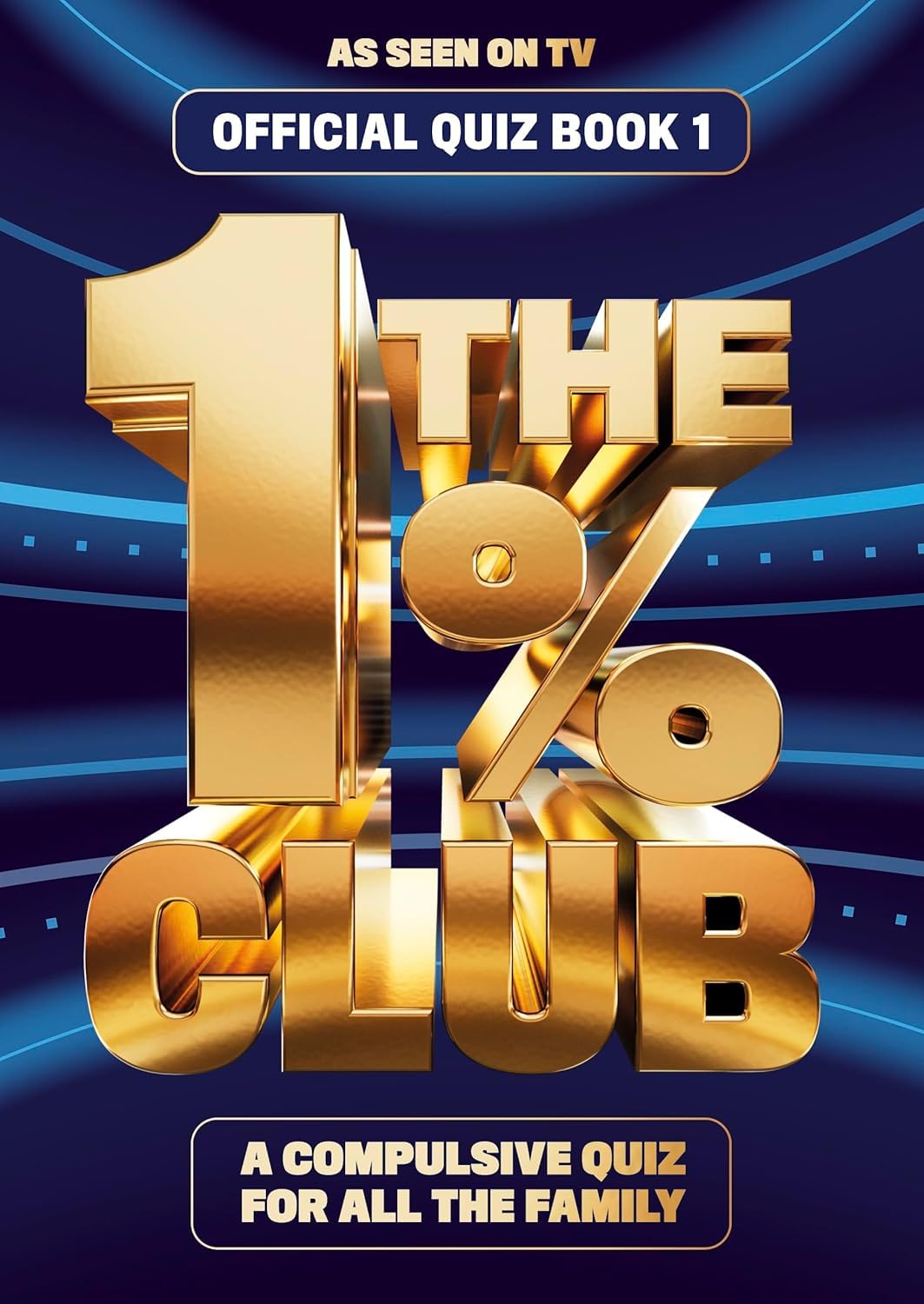 Back cover of The 1% Club Official Quiz Book showing family trivia game description