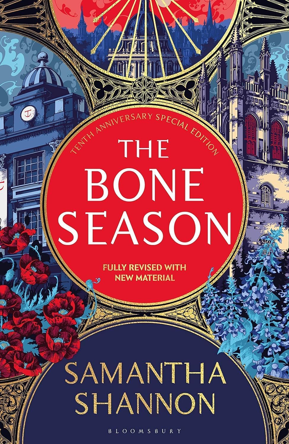 The Bone Season 4-book set displayed upright, showing the full spines of the Samantha Shannon paperback collection.