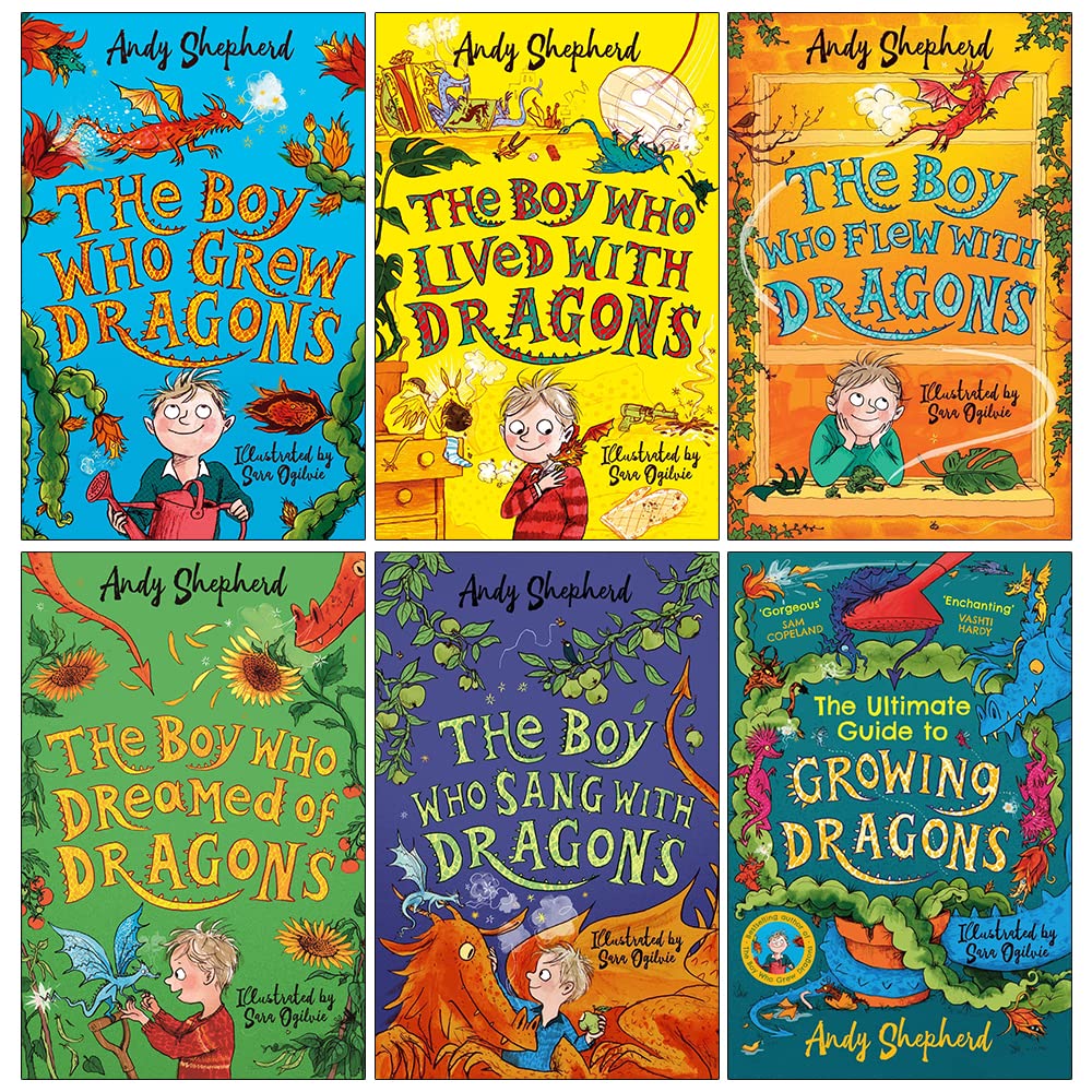 The Boy Who Grew Dragons 6-book paperback set by Andy Shepherd - front cover of the full 6-book paperback collection set