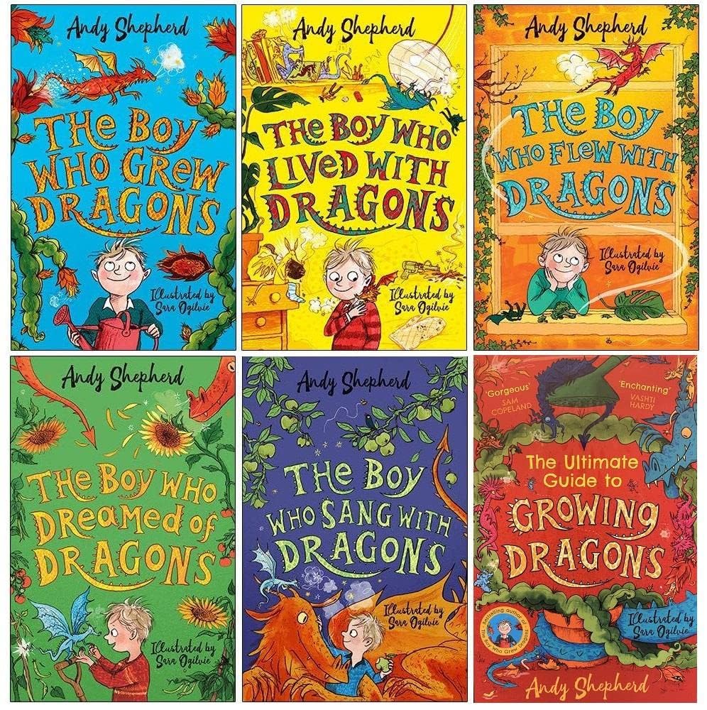 The Boy Who Grew Dragons 6 book paperback collection set by Andy Shepherd - front cover showing all six titles