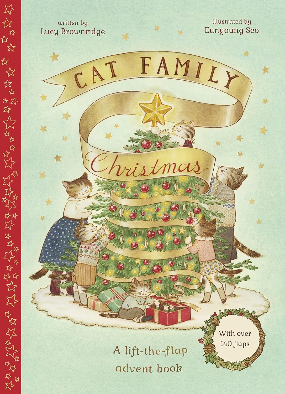 Inside page spread showing lift-the-flap illustrations from the Cat Family series